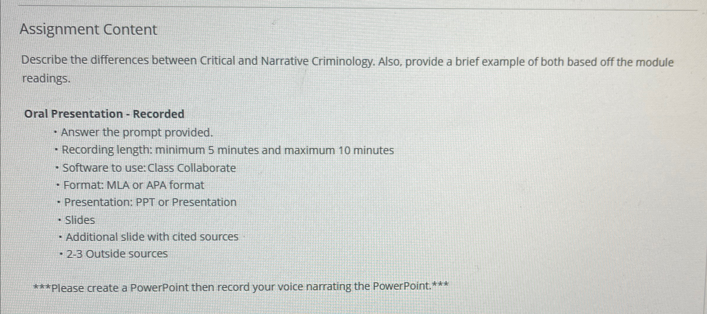 Assignment Content Describe the differences