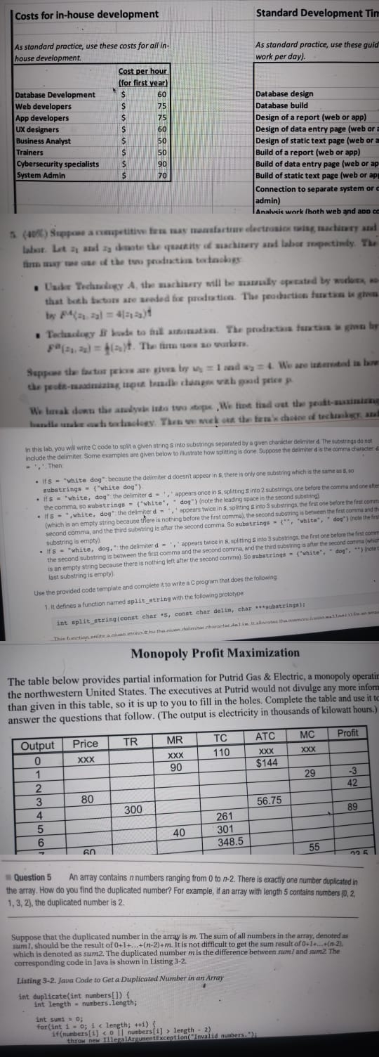 Computer science Costs for in - house development