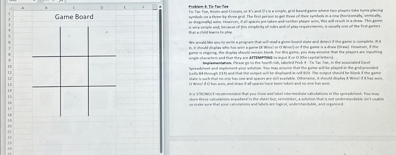 Read the prompt and USE EXCEL functions only to