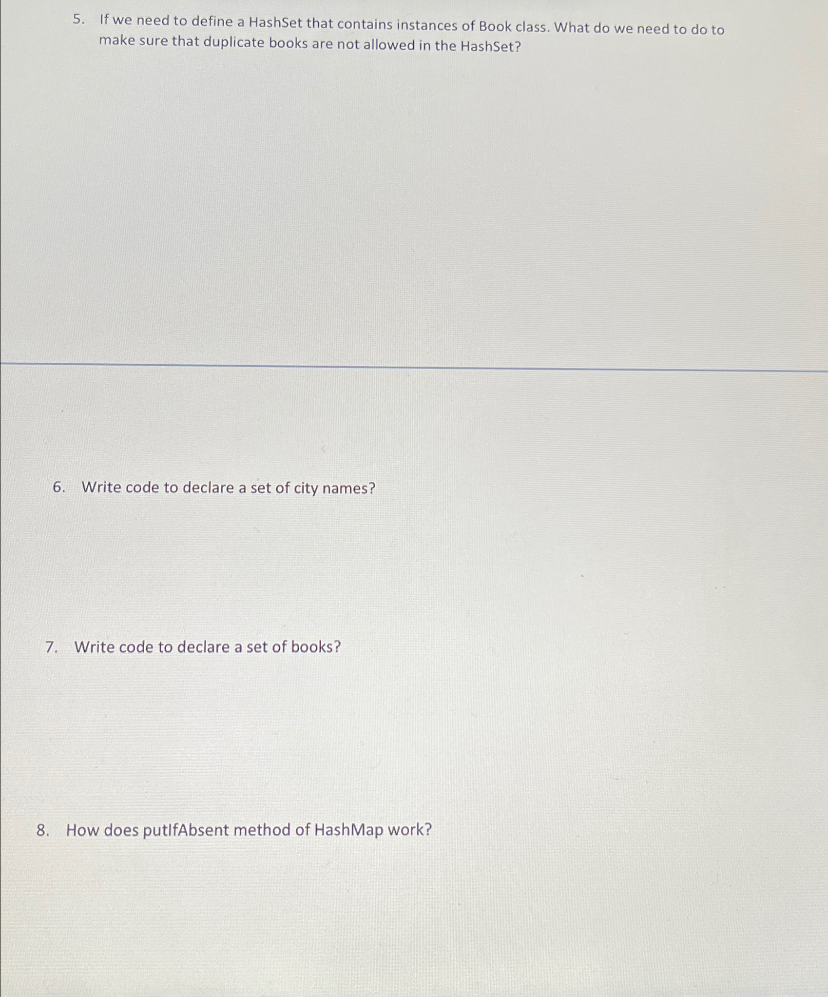 If we need to define a HashSet that contains