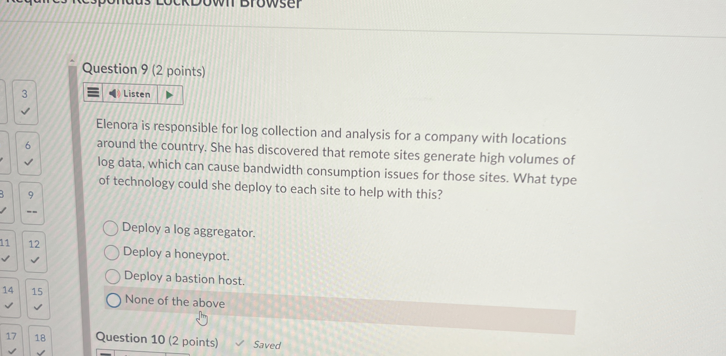 Question 9 ( 2 points ) 3 Listen Elenora is