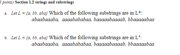 Section 1 . 2 strings and substrings a . Let L =