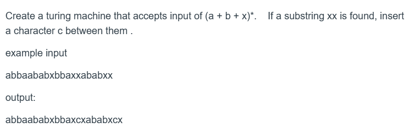 Create a turing machine that accepts input of ( a
