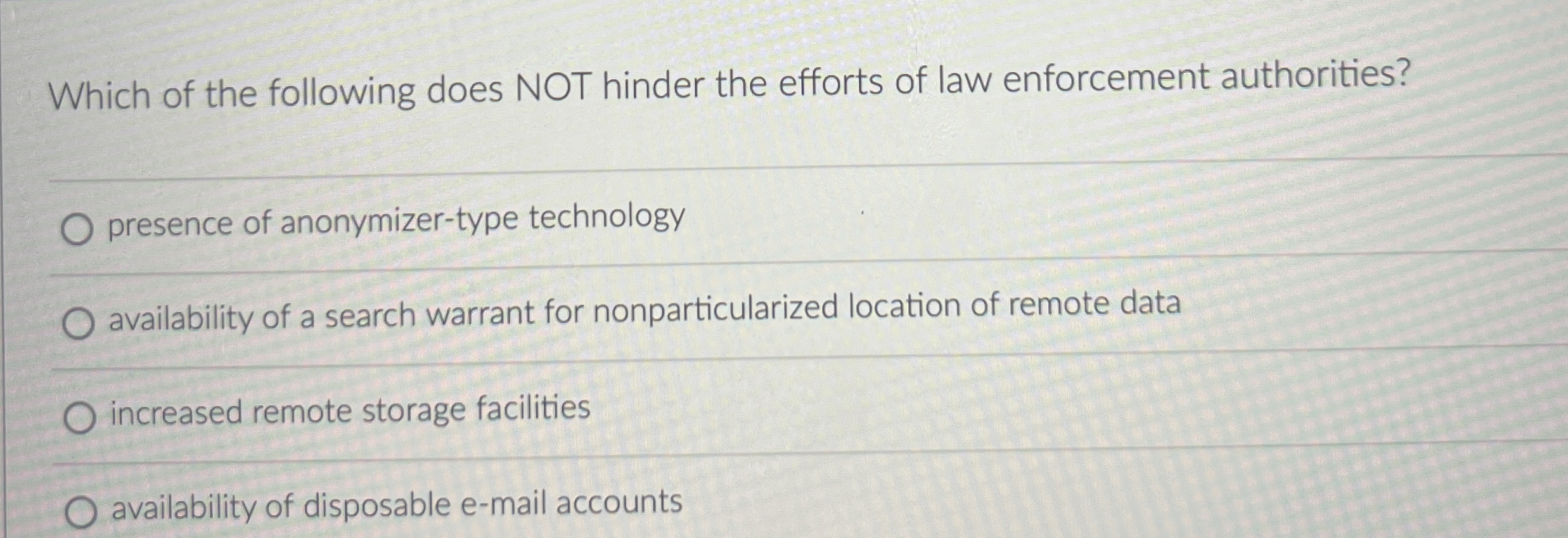 Which of the following does NOT hinder the