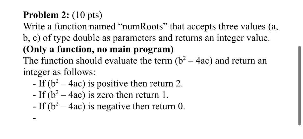 C programing Problem 2 : ( 1 0 pts ) Write a