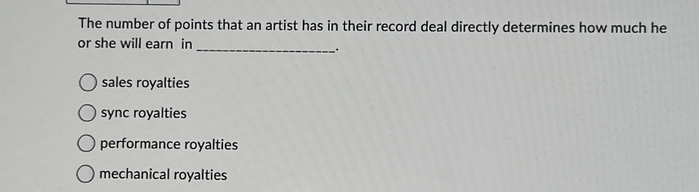 The number of points that an artist has in their
