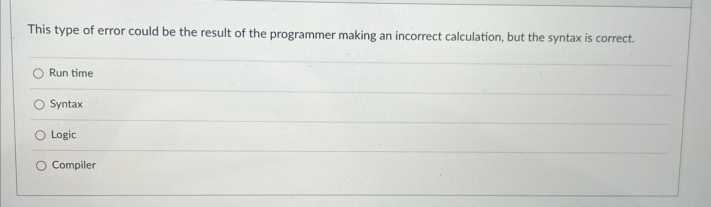 This type of error could be the result of the