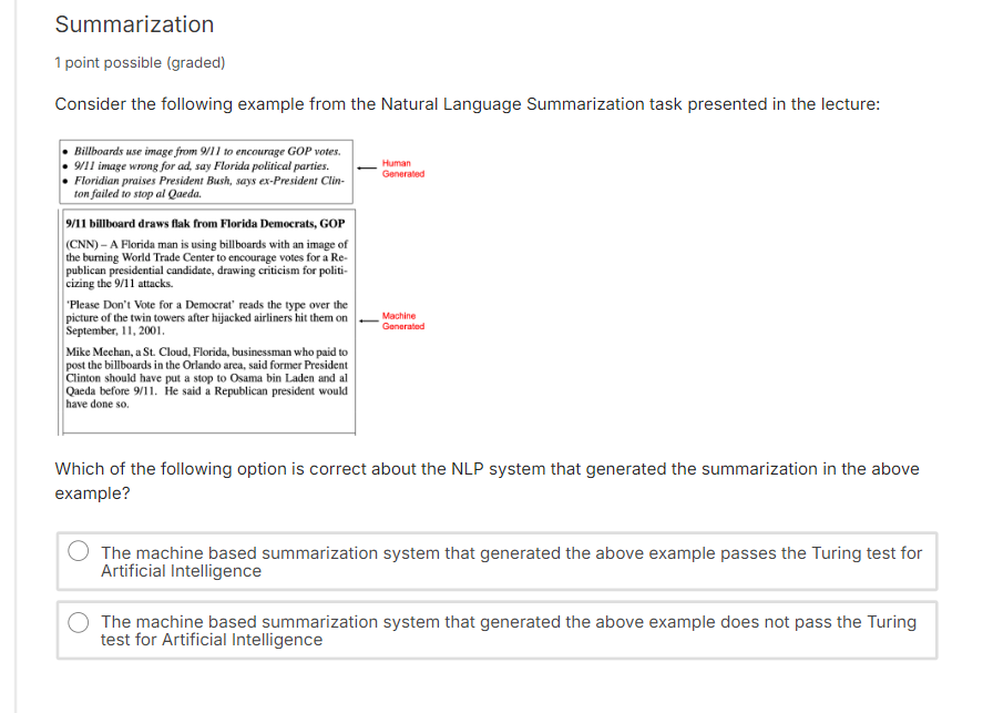 Summarization 1 point possible ( graded )