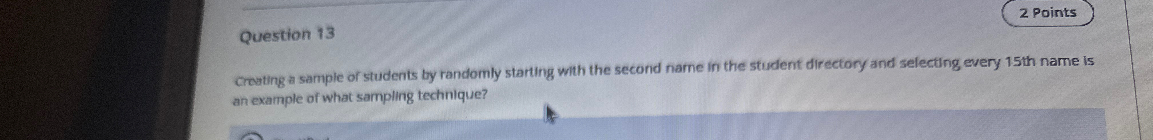 Question 1 3 Creating a sample of students by