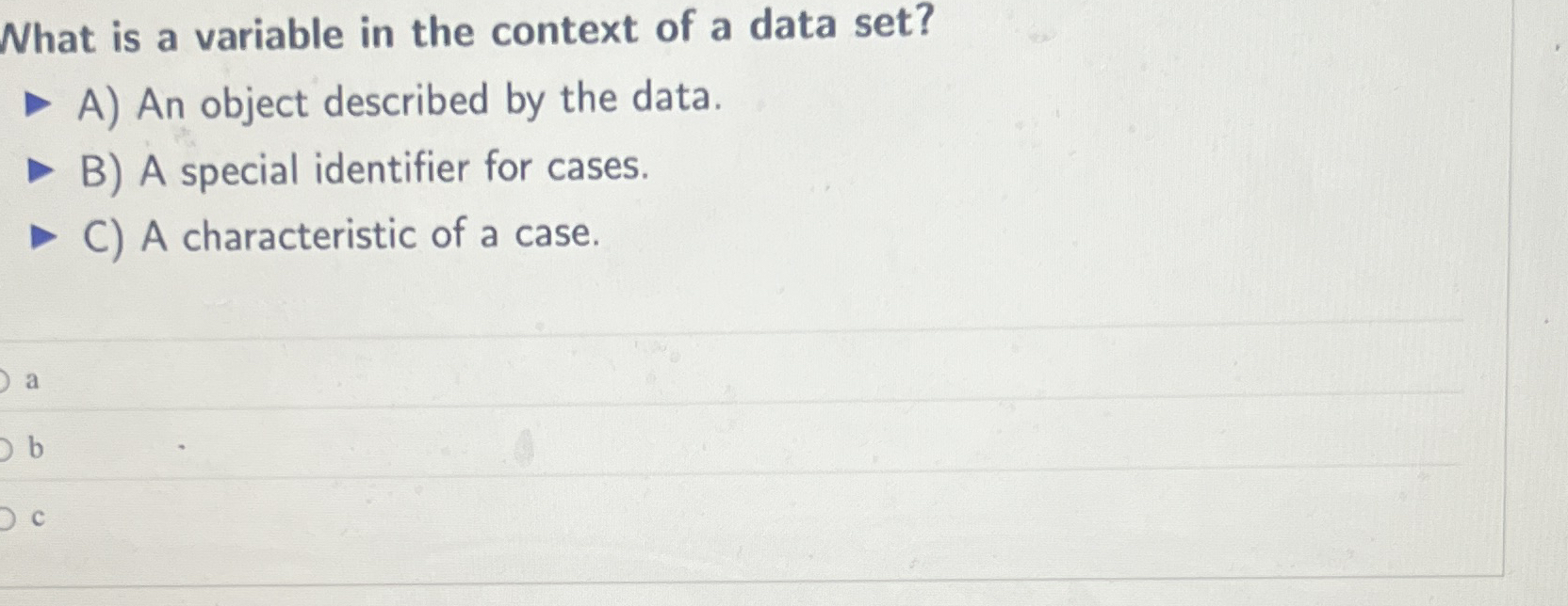 What is a variable in the context of a data set?