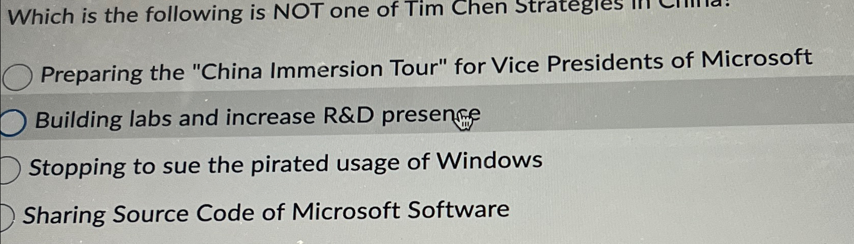 Which is the following is NOT one of Tim Chen