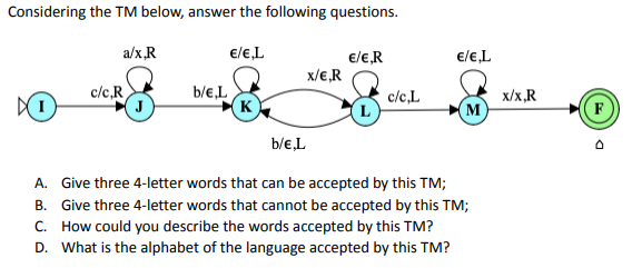 Considering the TM below, answer the following