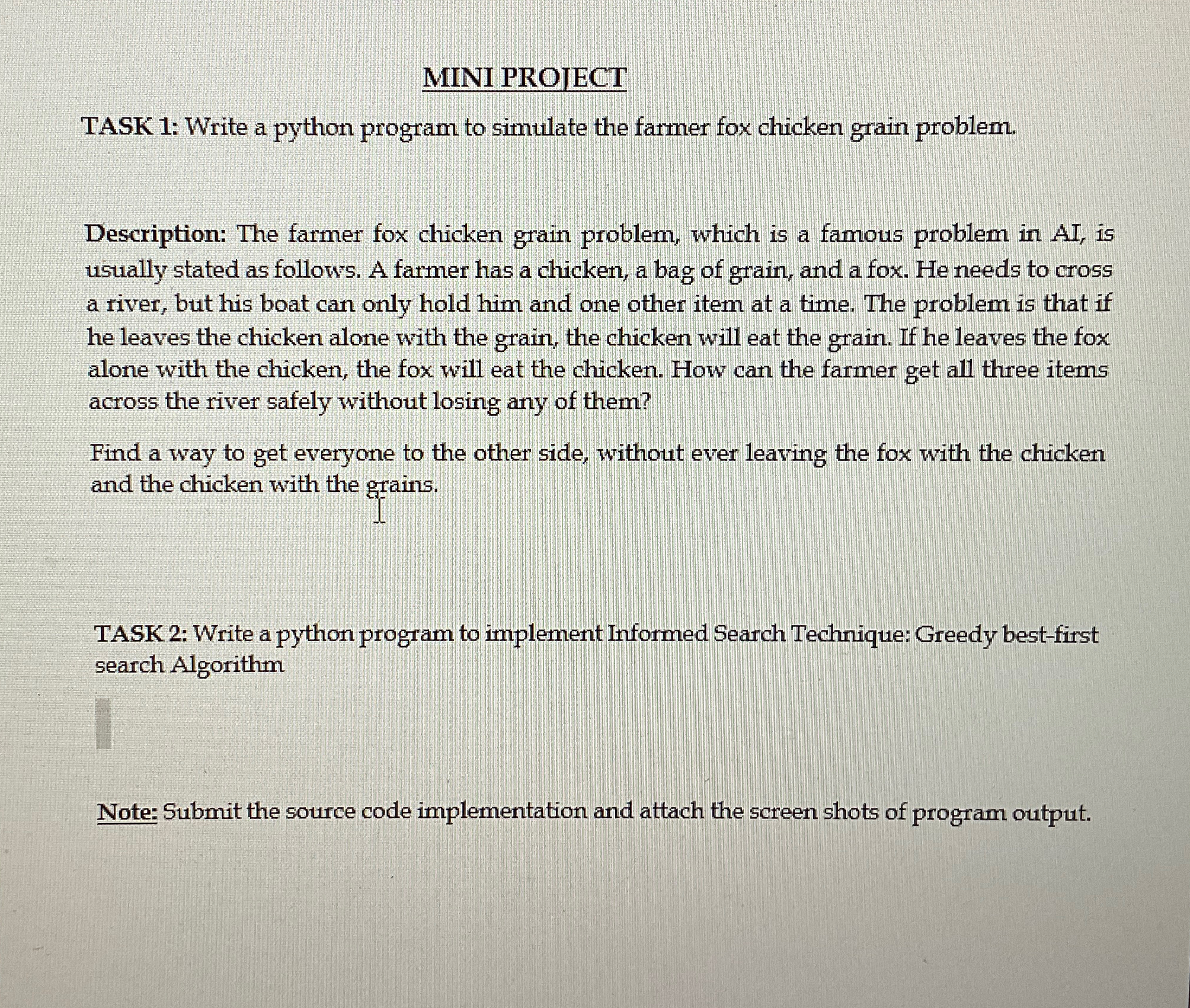 MINI PROIECT TASK 1 : Write a python program to
