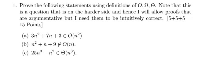 Prove the following statements using definitions