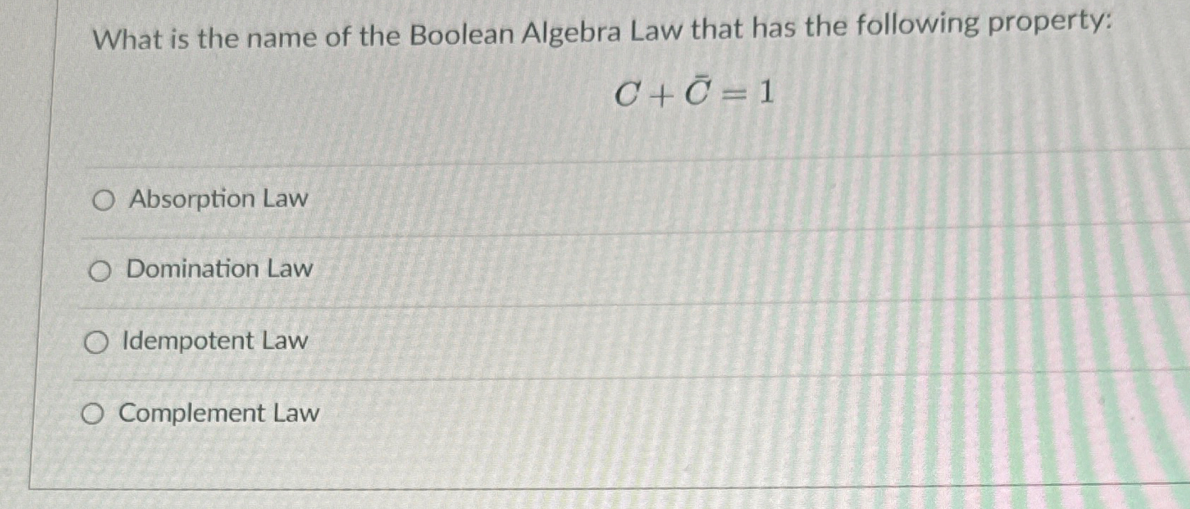 What is the name of the Boolean Algebra Law that
