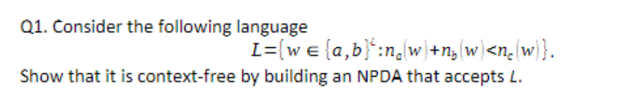 what is the NPDA to the language L please draw