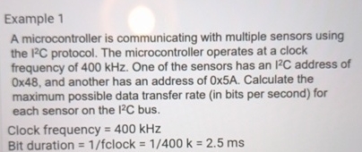 Example 1 A microcontroller is communicating with