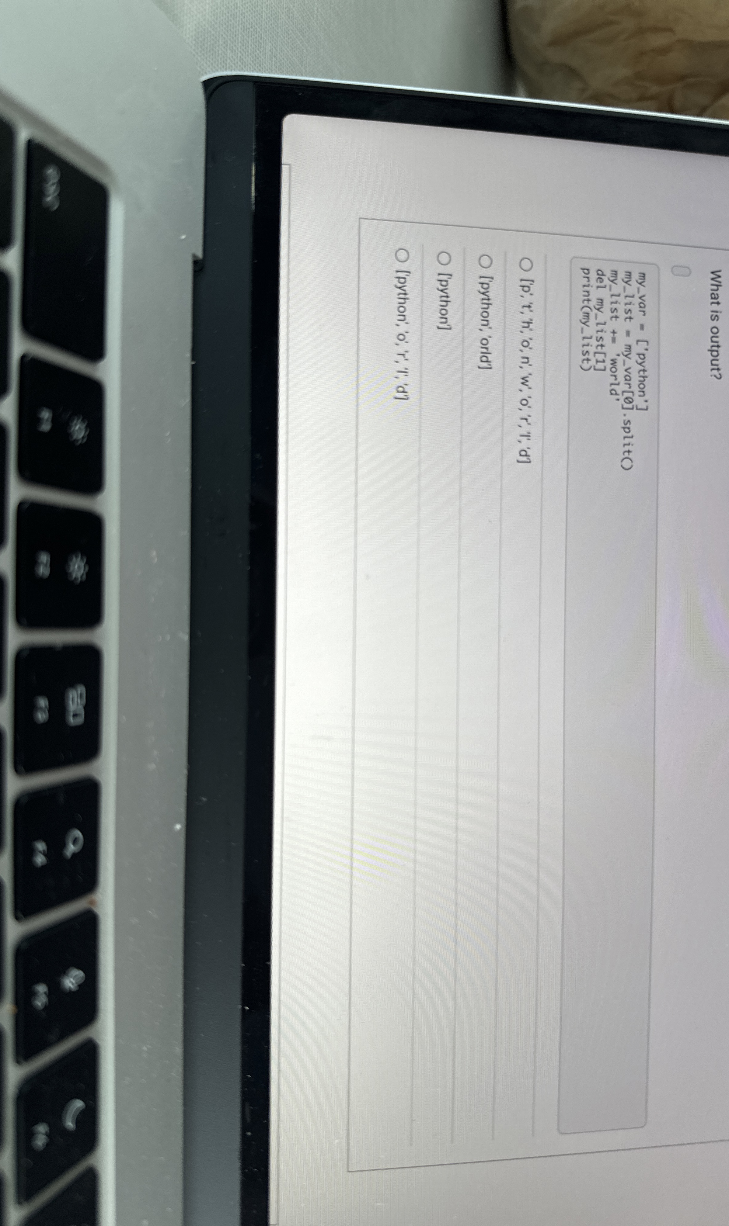 What is output? [ ' p ' , ' t ' , ' h ' , ' o ' ,
