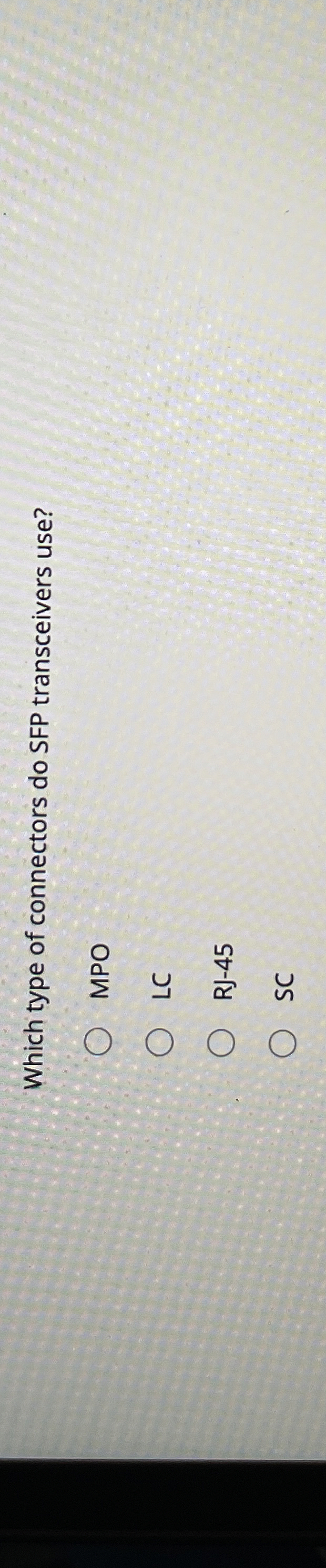 Which type of connectors do SFP transceivers use?