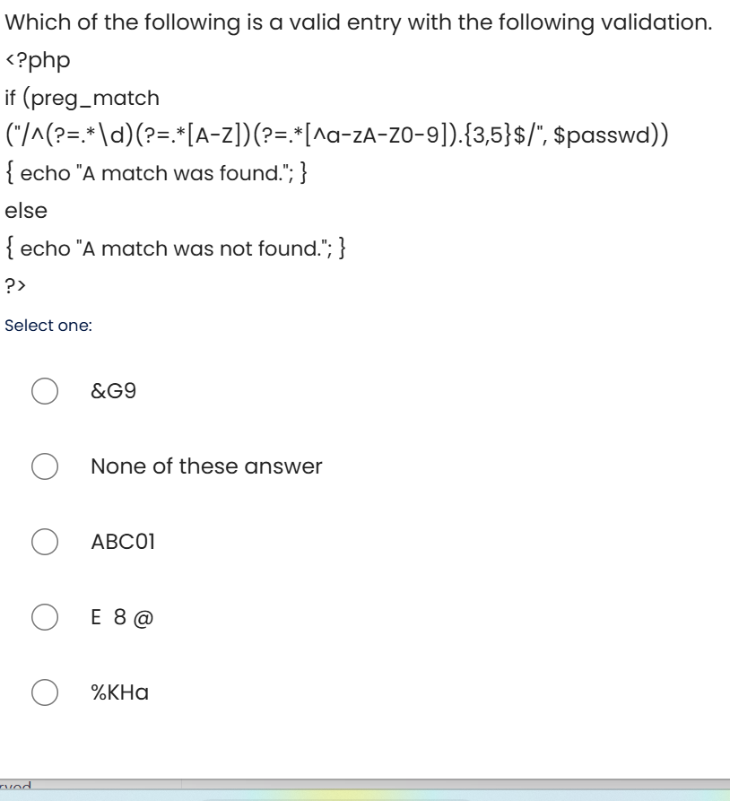 Which of the following is a valid entry with the