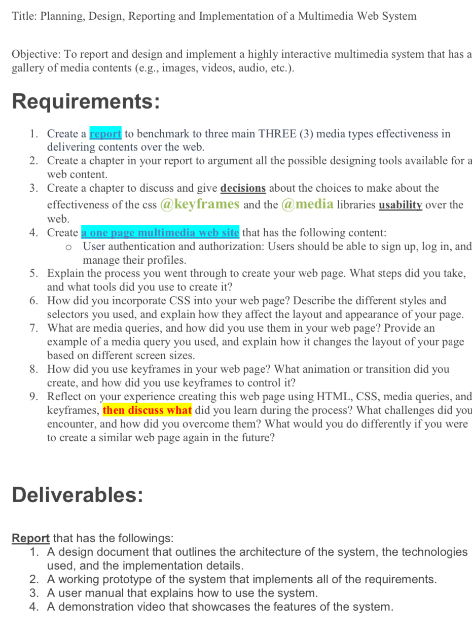 Title: Planning, Design, Reporting and