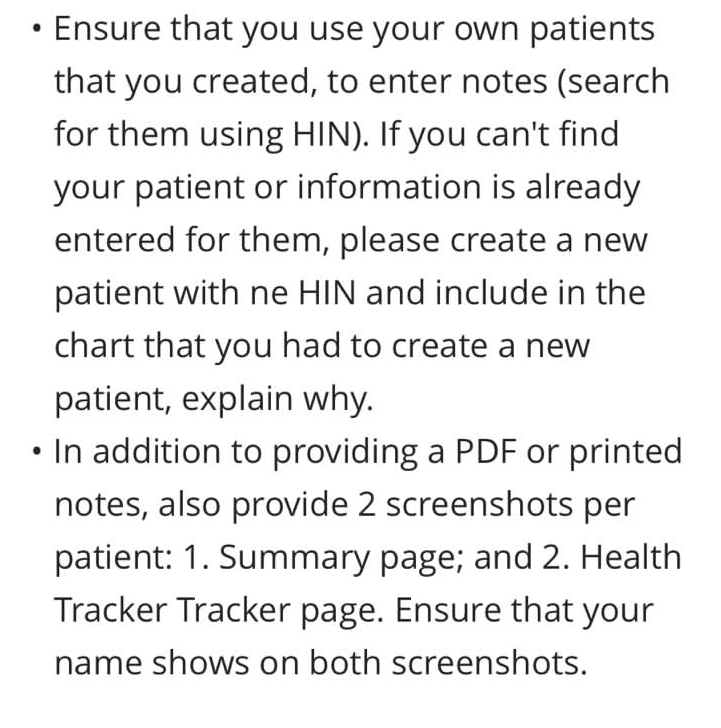 Ensure that you use your own patients that you