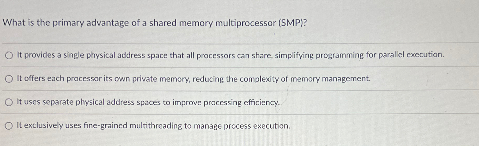 What is the primary advantage of a shared memory