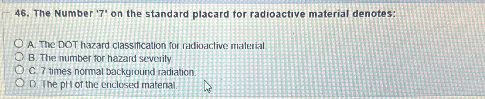 The Number ' 7 ' on the standard placard for