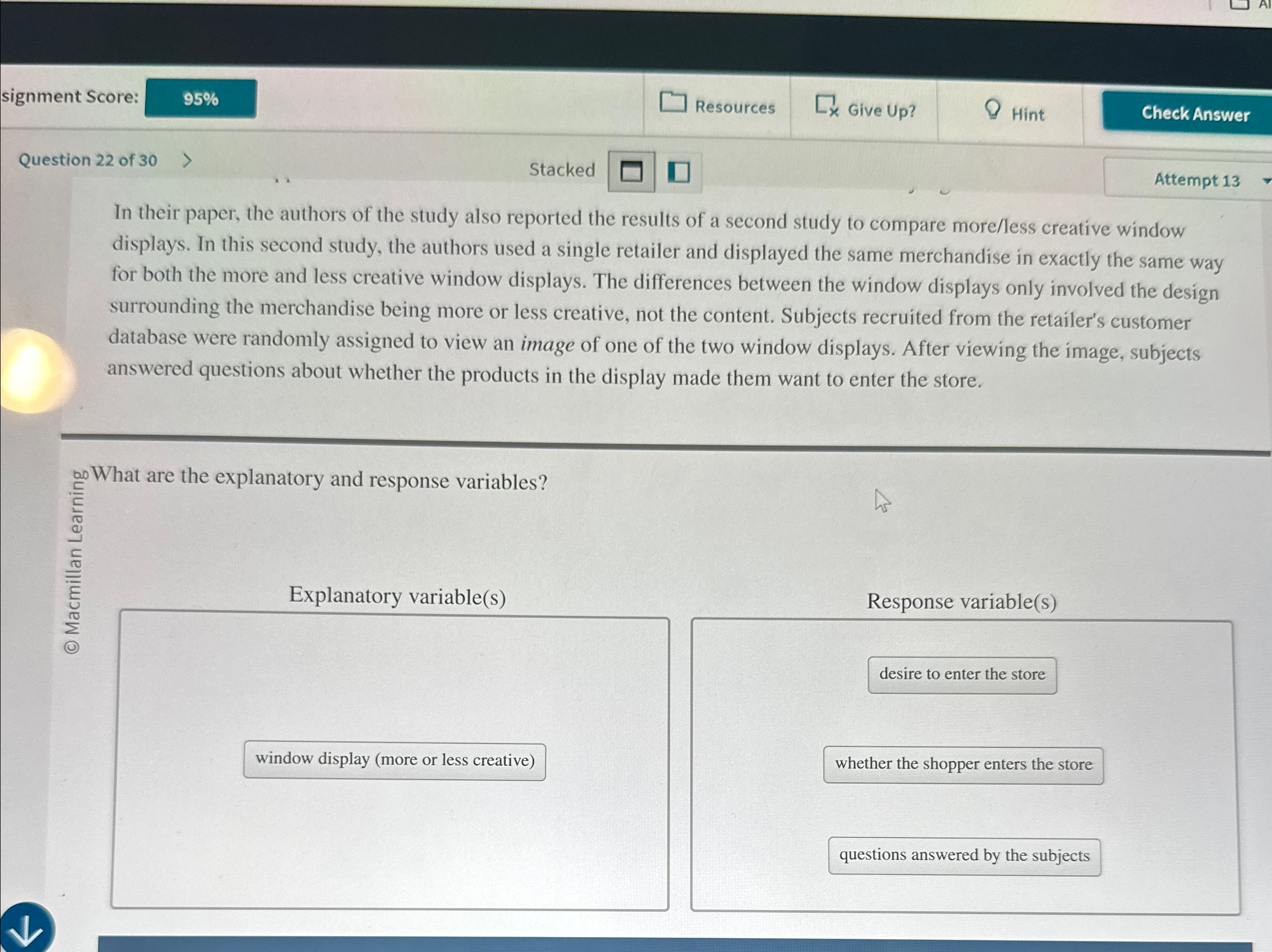Question 2 2 of 3 0 Stacked In their paper, the