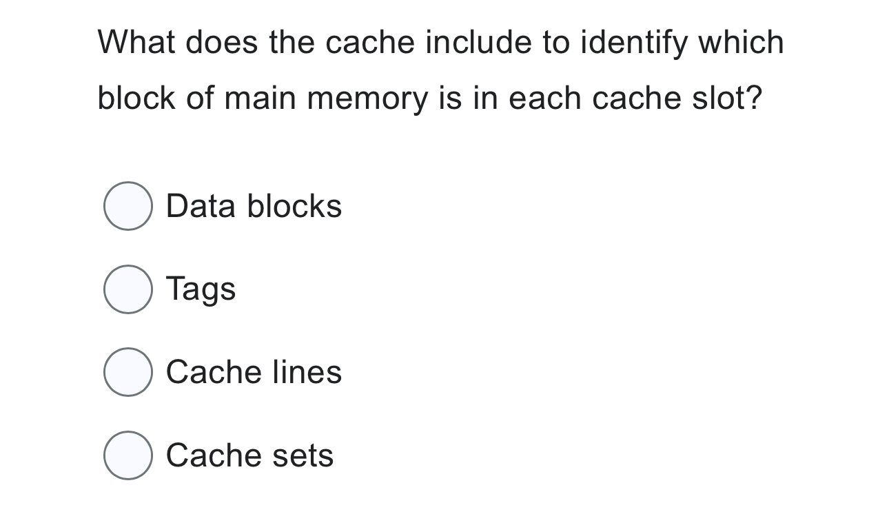 What does the cache include to identify which