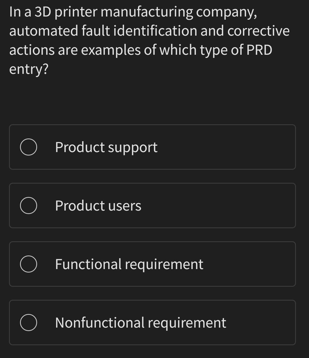 In a 3 D printer manufacturing company, automated