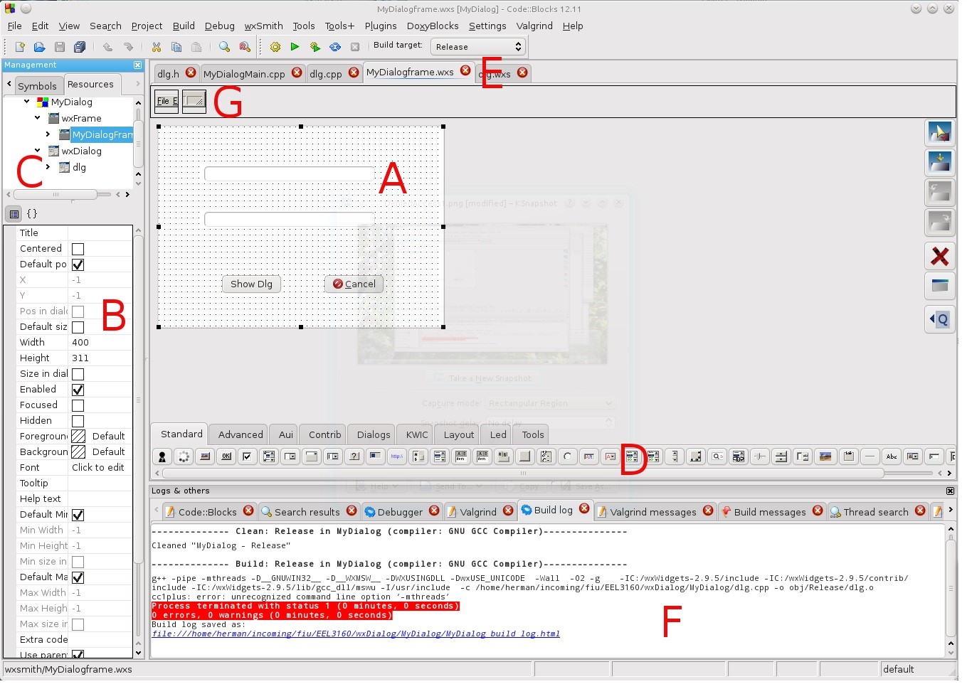 Identify each part labeled on the image ( A