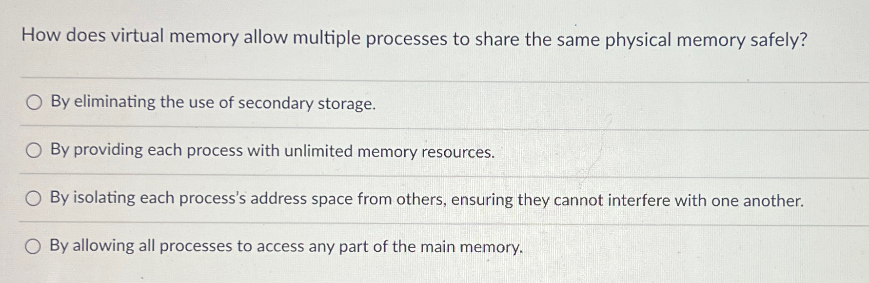 How does virtual memory allow multiple processes