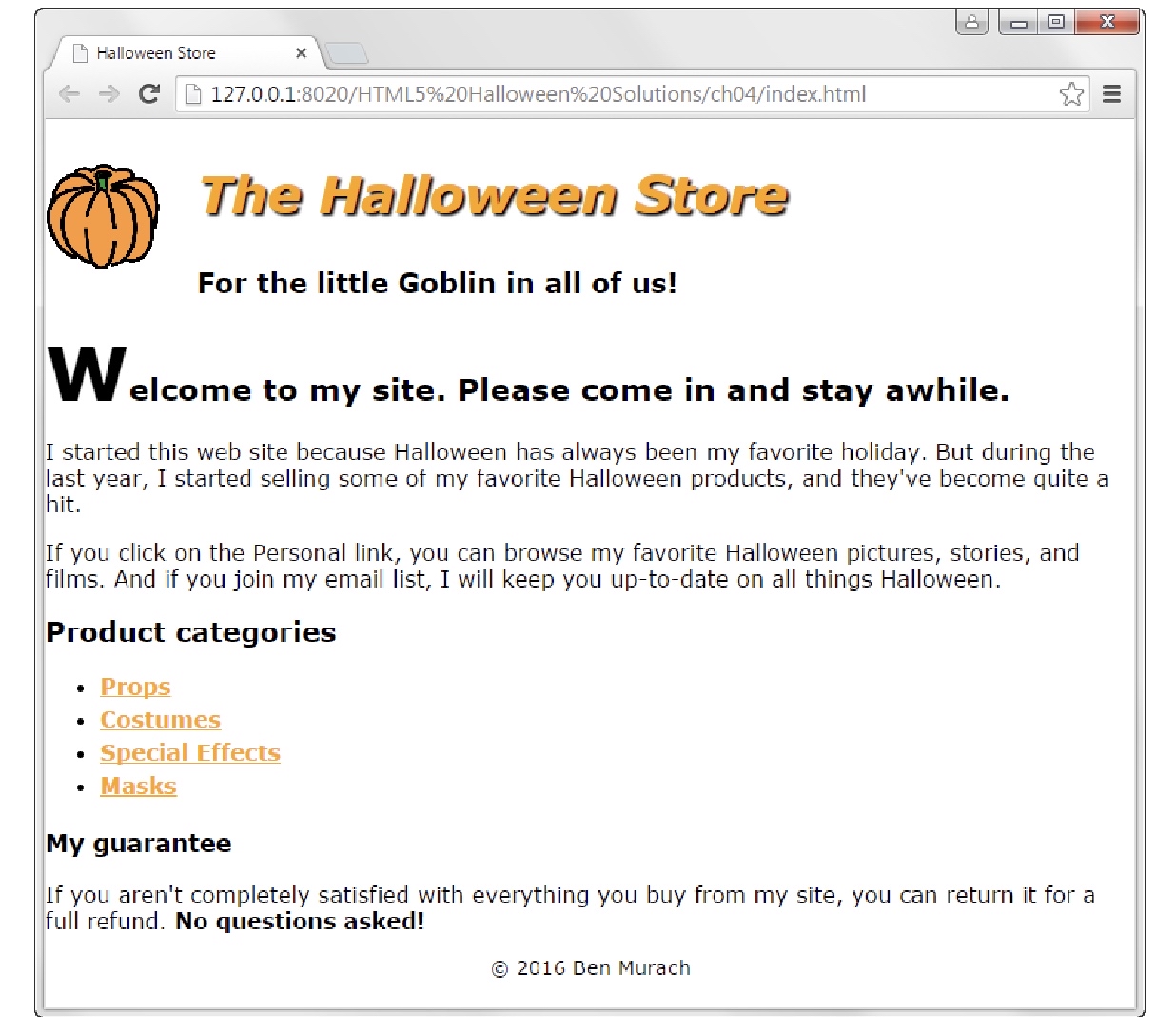 Halloween 4 Format the home pageIn this exercise,