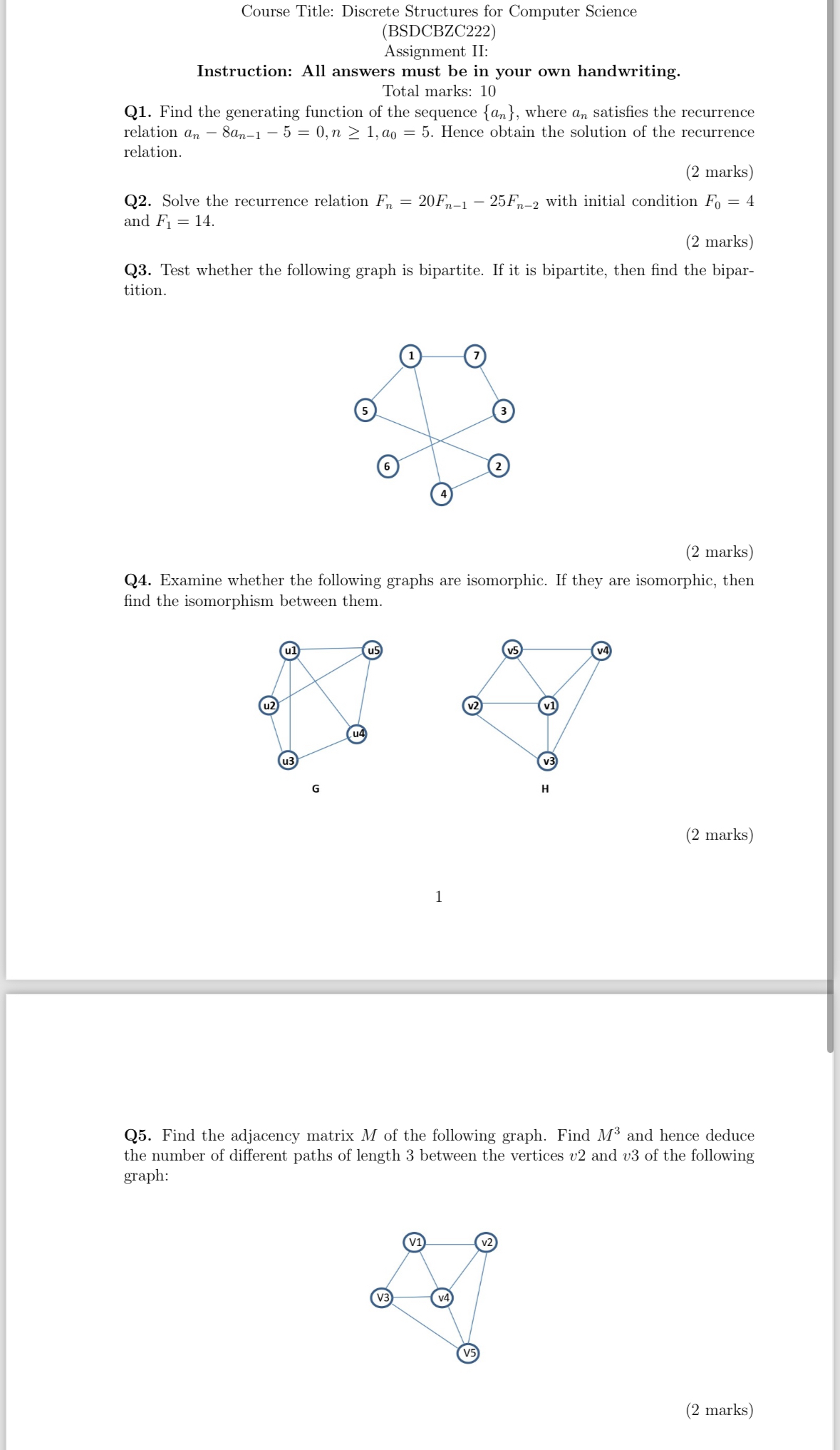 Course Title: Discrete Structures for Computer