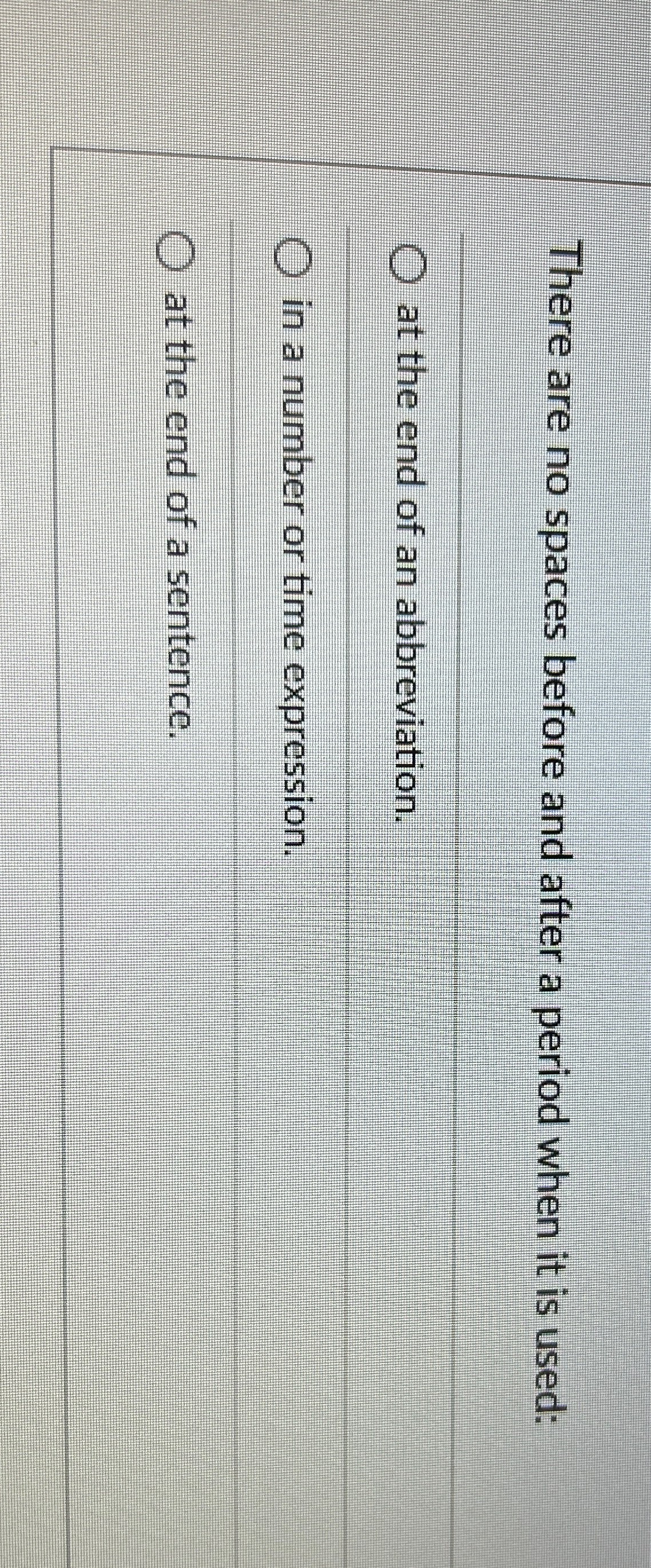 There are no spaces before and after a period