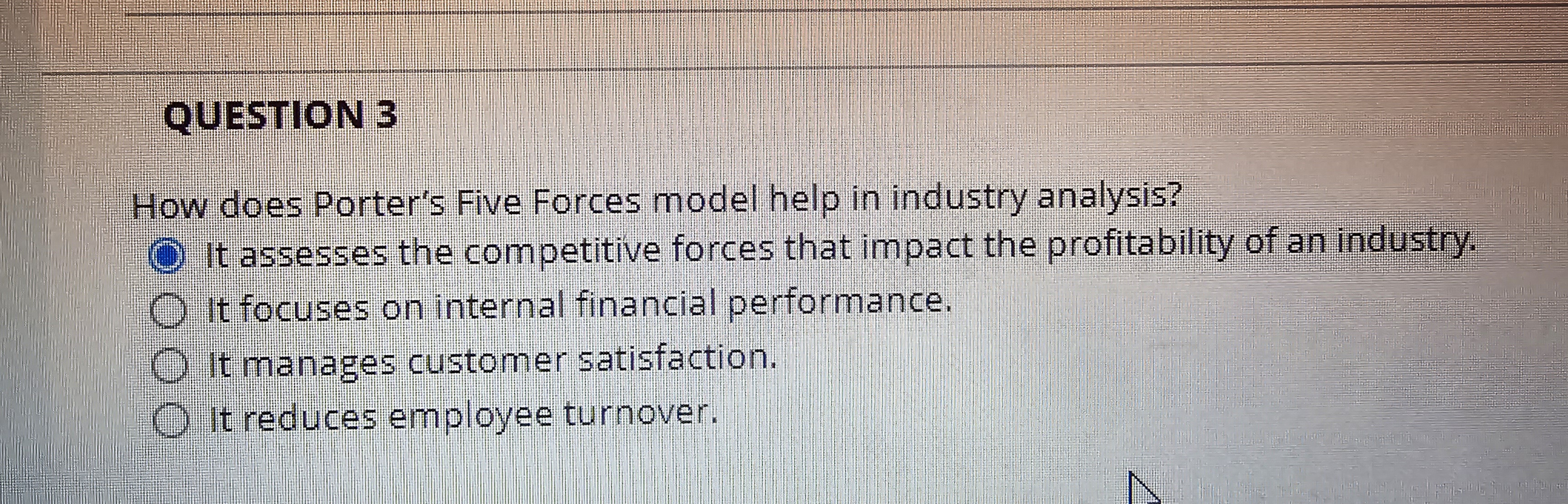 QUESTION 3 How does Porter's Five Forces model