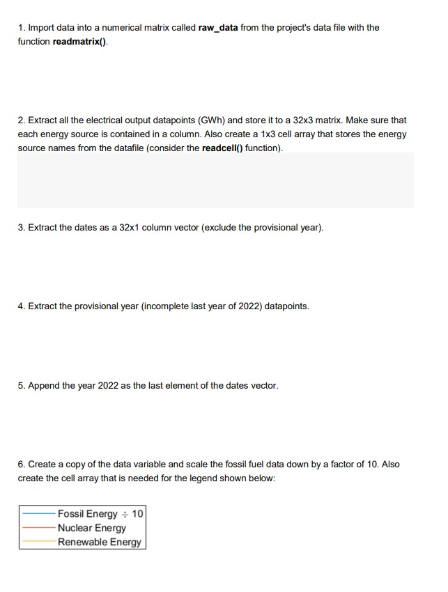 1 . Import data into a numerical matrix called
