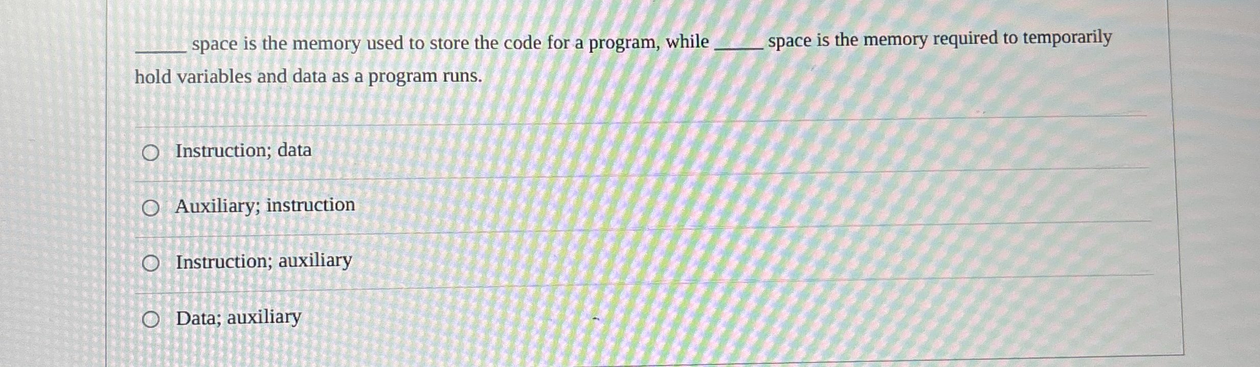 q , space is the memory used to store the code