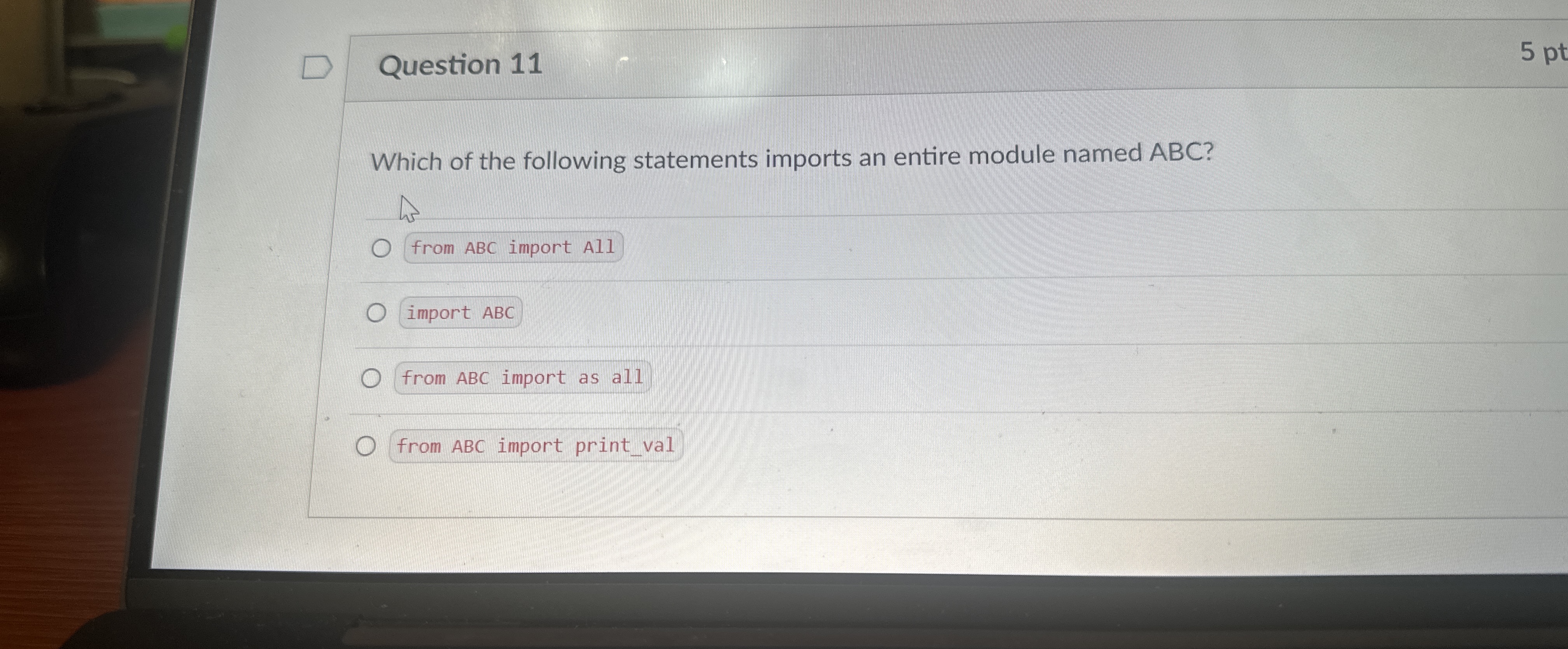 Question 1 1 5 p t Which of the following
