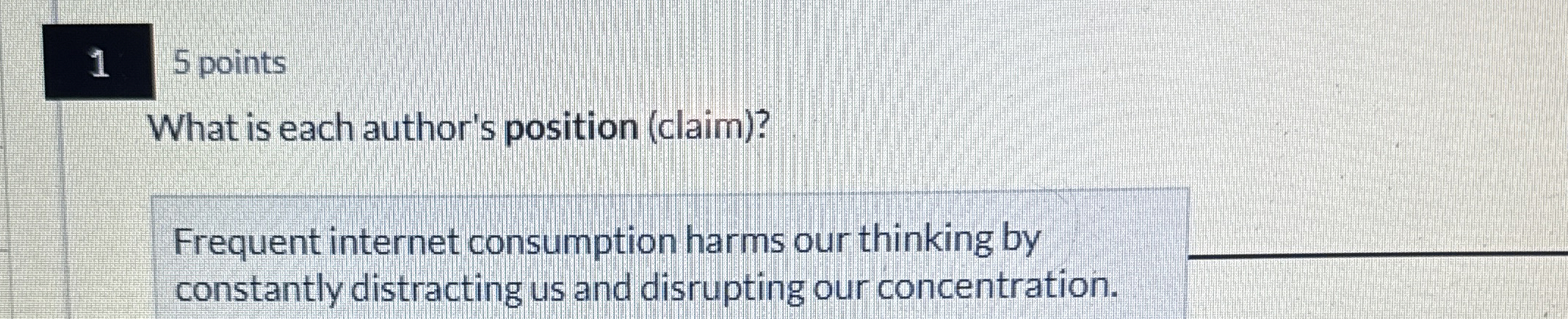 1 5 points What is each author's position ( claim