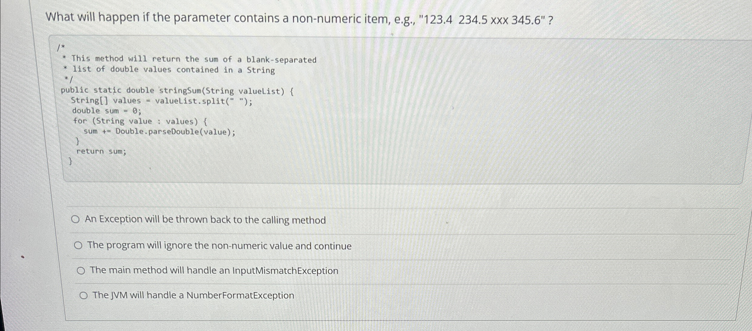 What will happen if the parameter contains a non