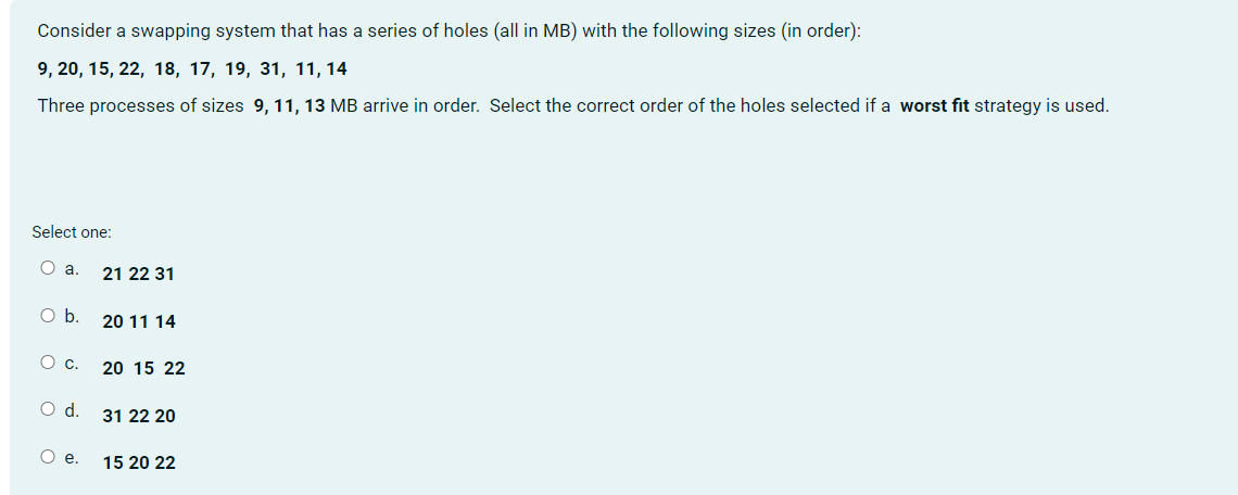 Consider a swapping system that has a series of