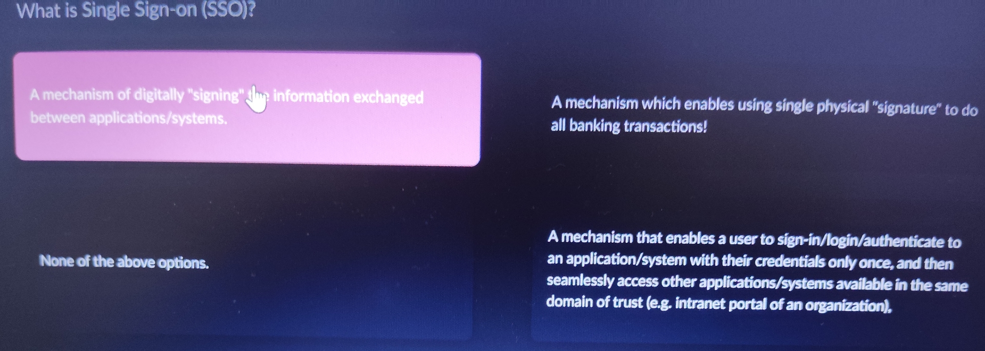 What is Single Sign - on ( SSO ) ? A mechanism of