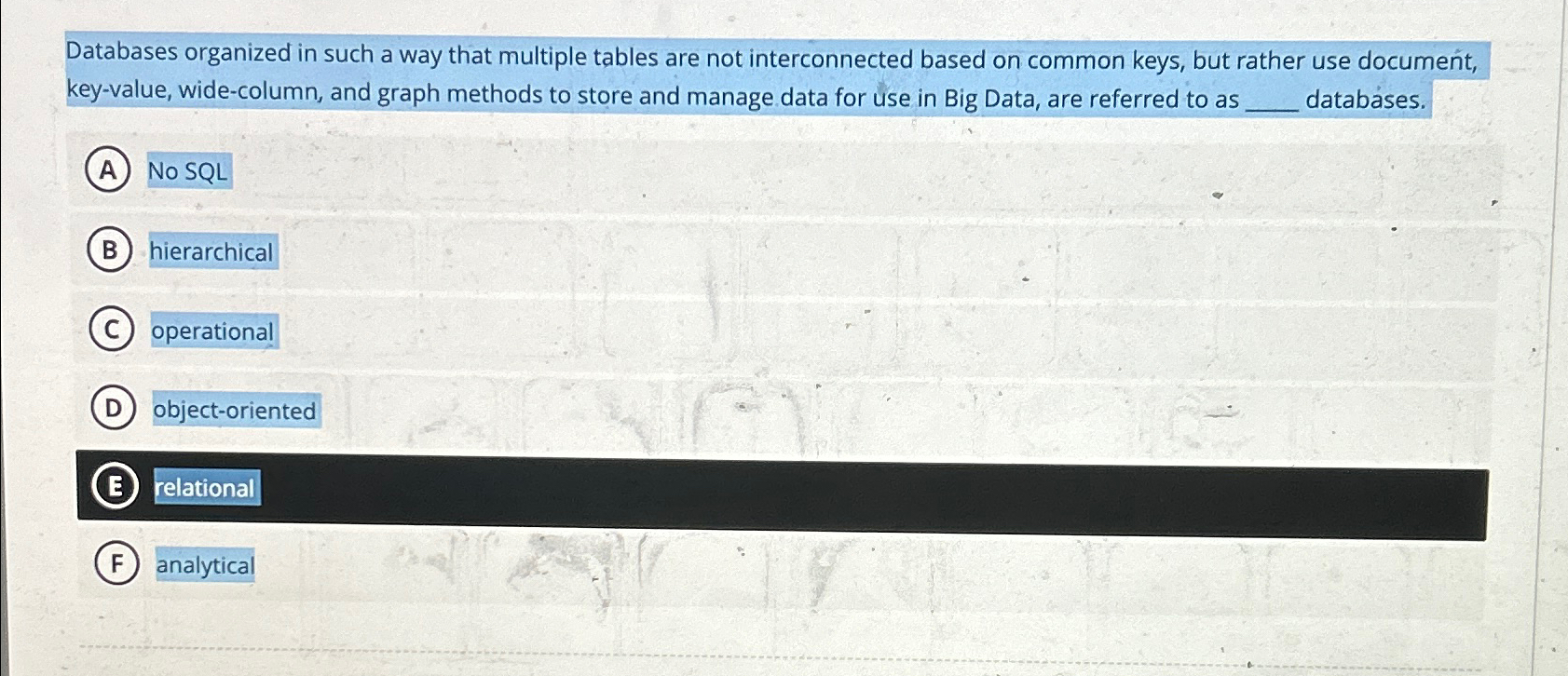 Databases organized in such a way that multiple