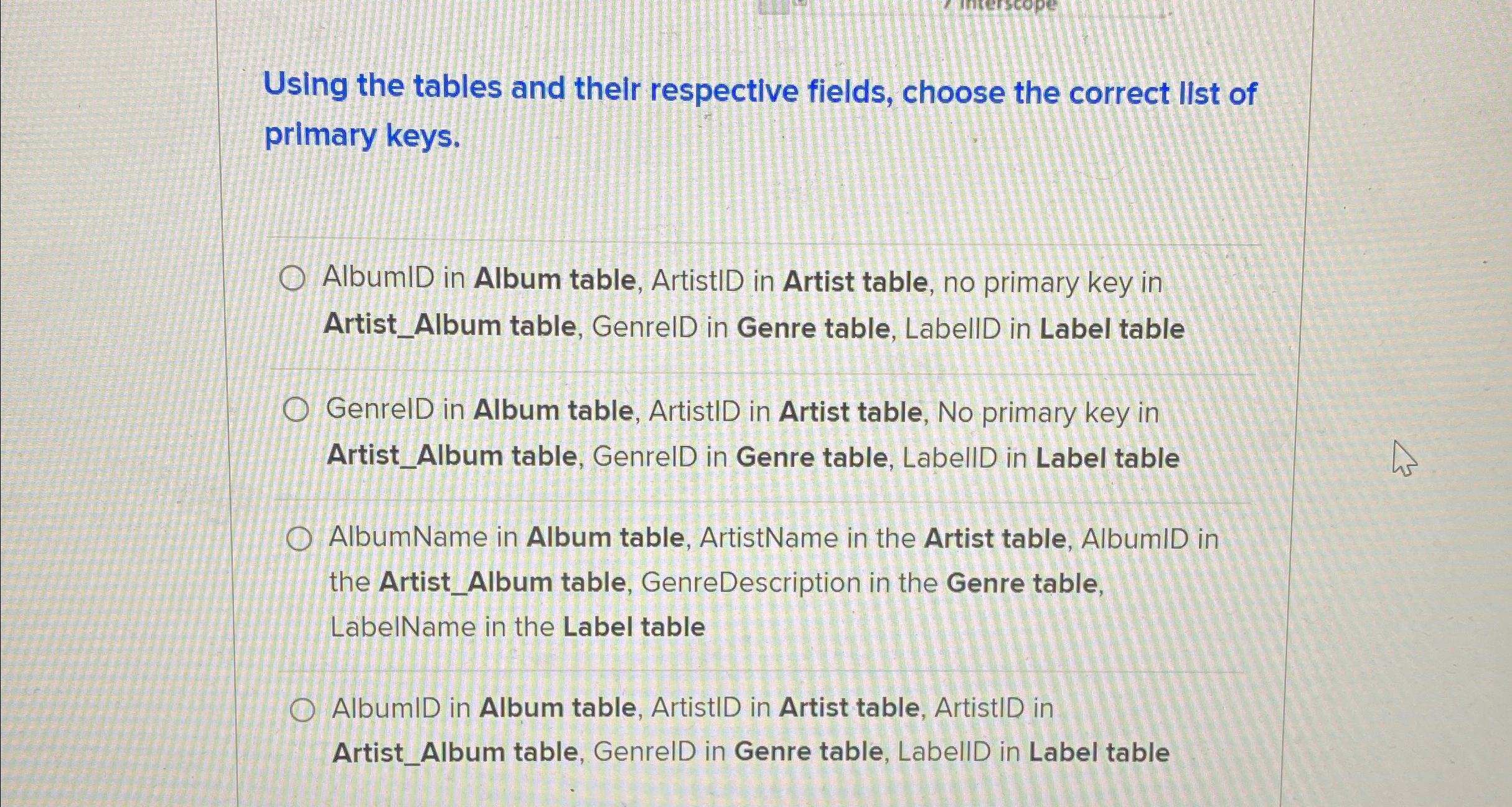 Using the tables and their respective fields,