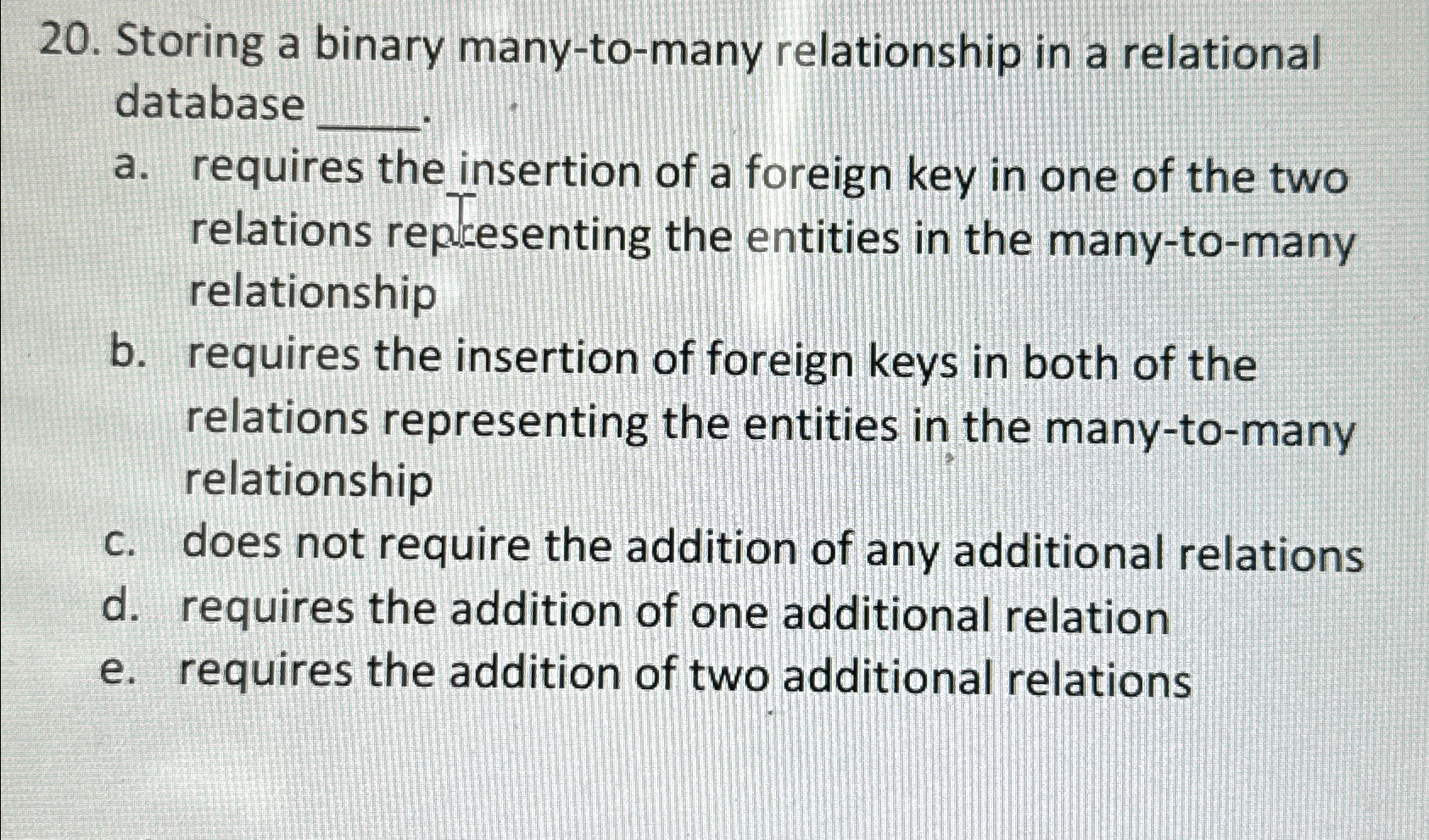 Storing a binary many - to - many relationship in