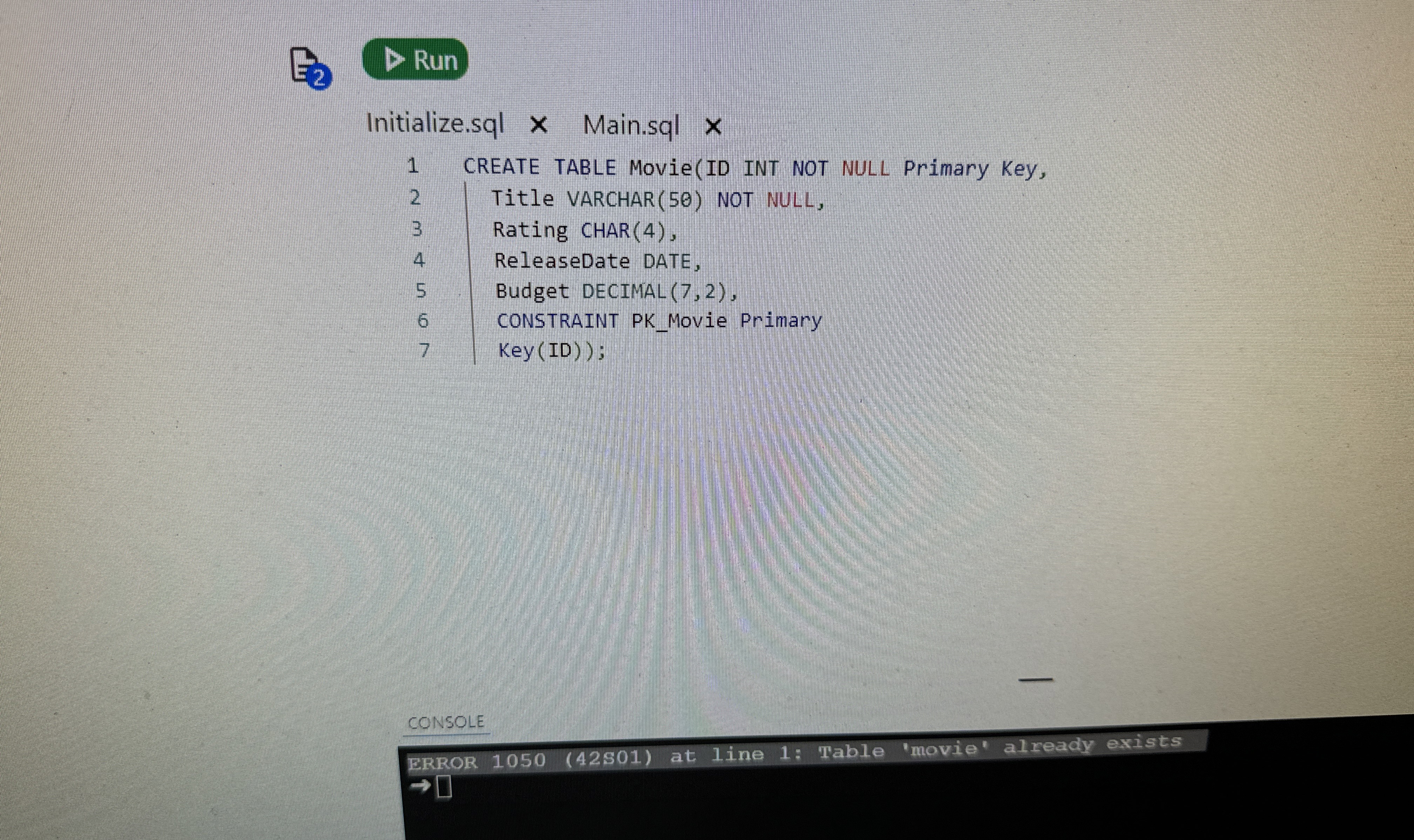 I receive the following error for programing code?