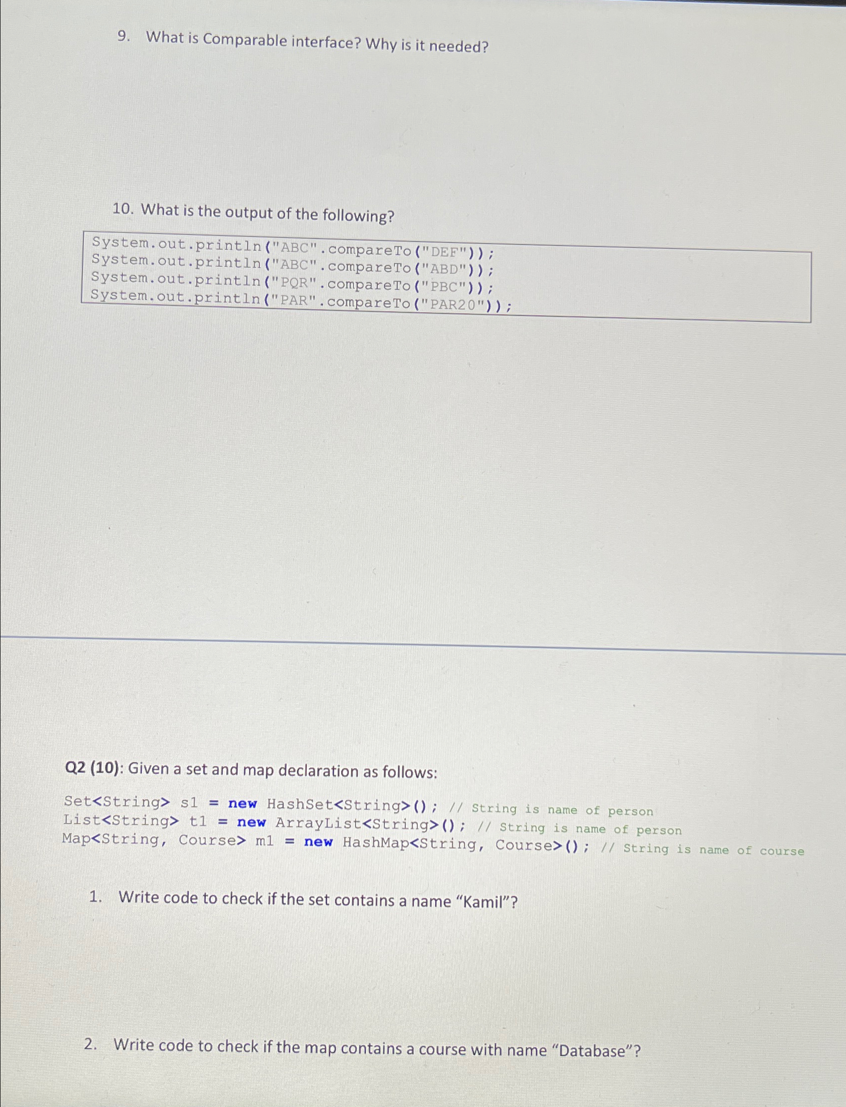 What is Comparable interface? Why is it needed?