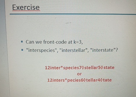 Exercise Can we front - code at k = 3 ,